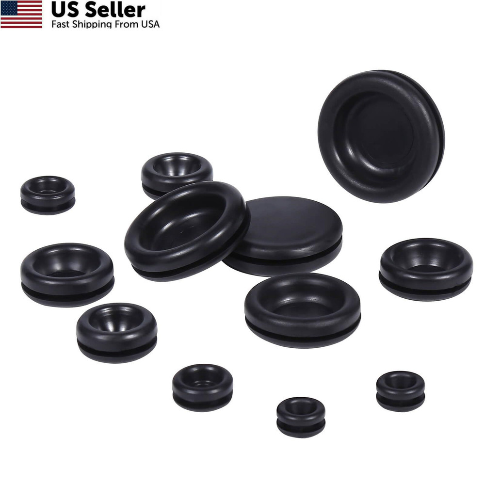 170PCS Rubber Grommet Kit - Closed Plug, Electrical Wire Black