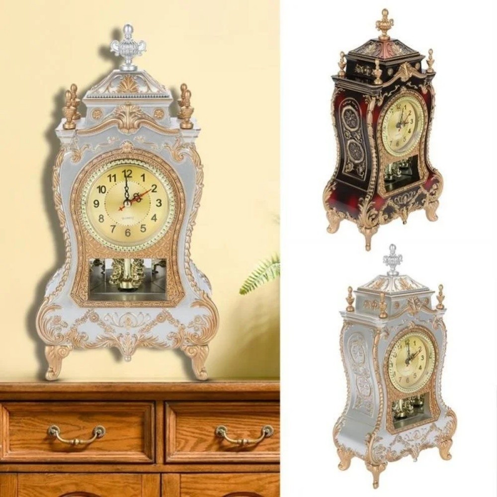 Antique Style Table Clock Silent Sweep Second Decorative Clock for Quiet Spaces