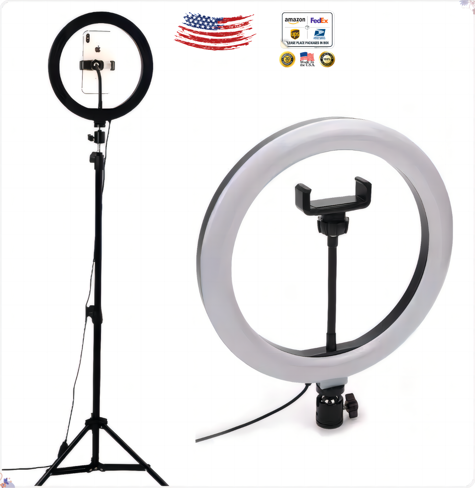 8-Inch Ring Light with 53-Inch Tripod, USB Powered, Phone Holder for Streaming..