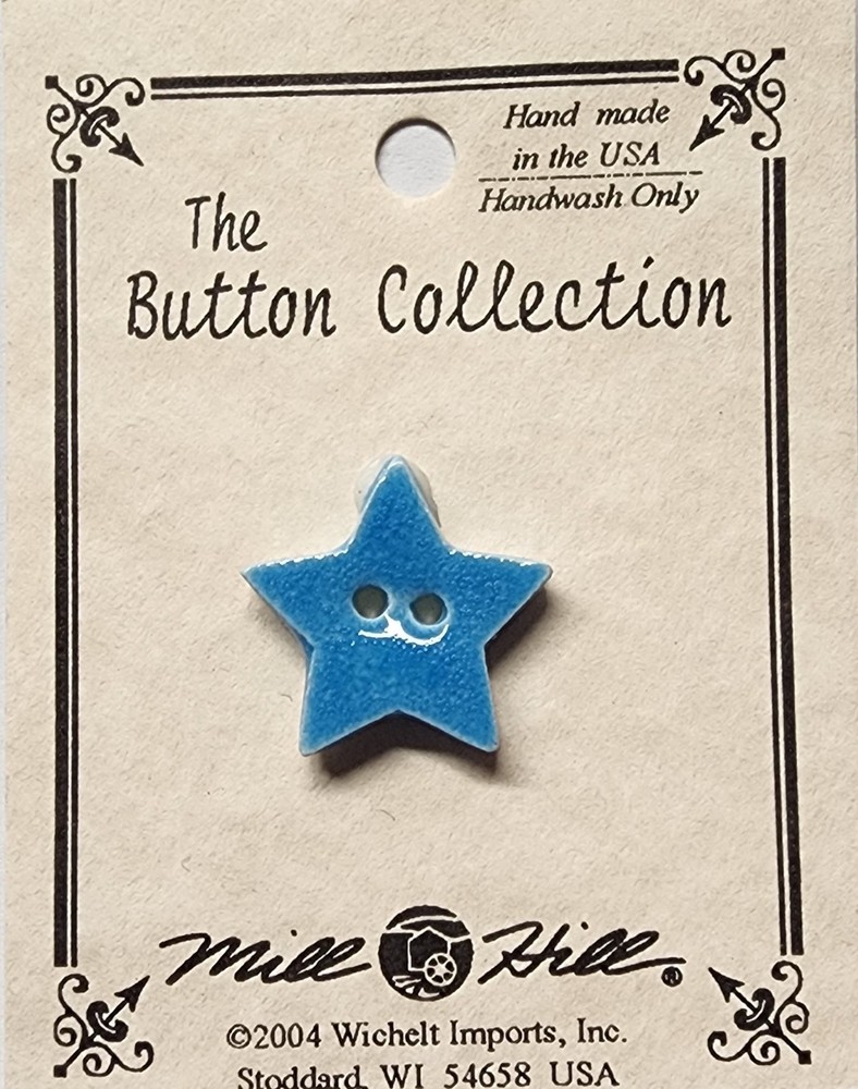 DIY Mill Hill Ceramic Button - Small Aqua Star
