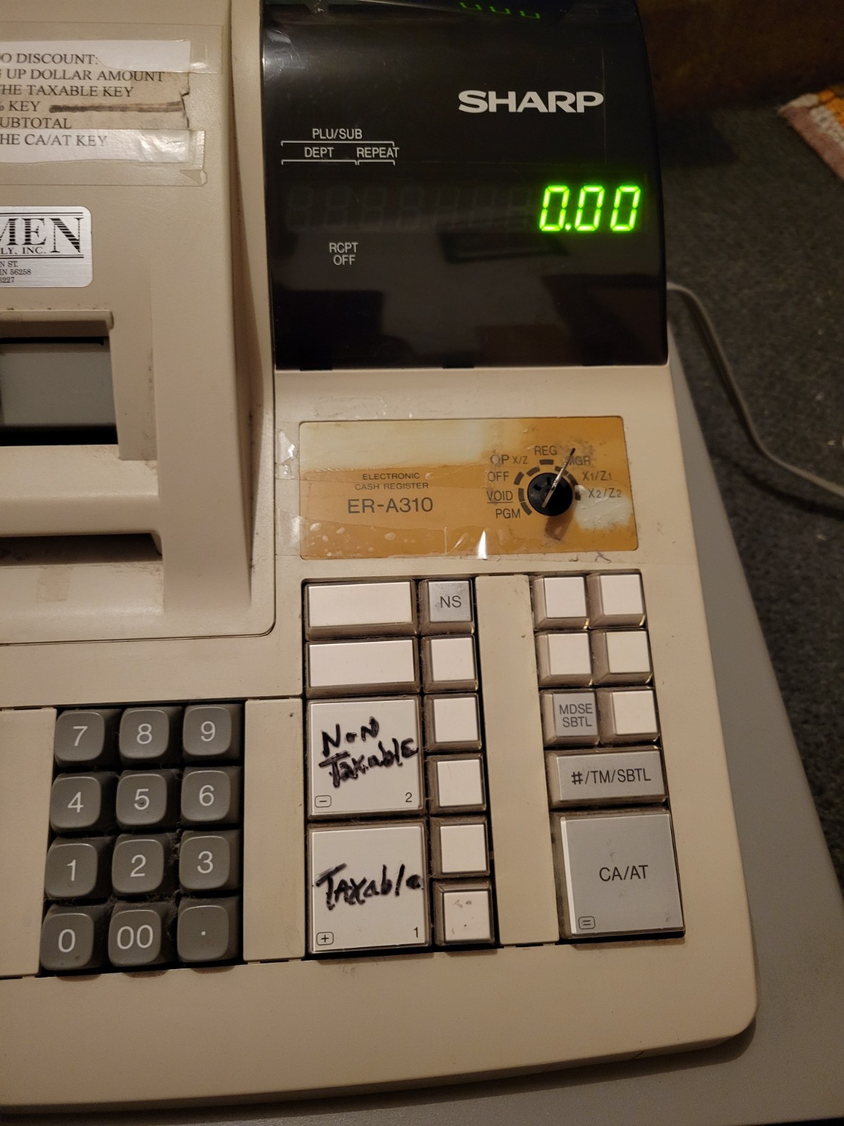 Sharp Electronic Cash Register ER-A310 With Key Tested Needs Paper