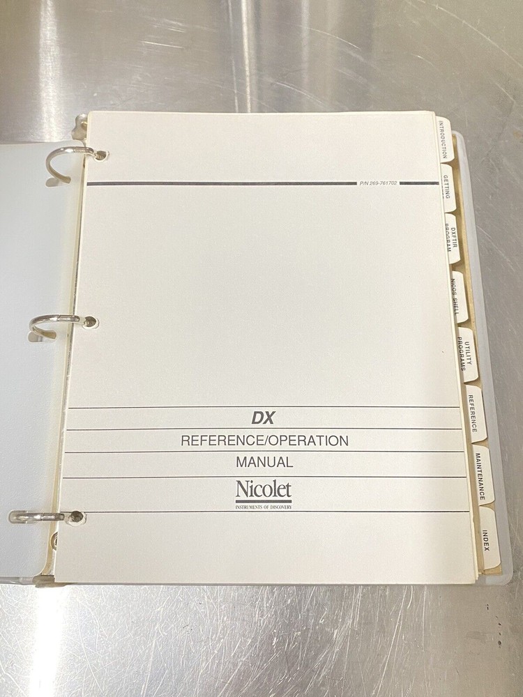 Nic Nicolet DX Spectrometer -Users Guide / Manual / Instructions