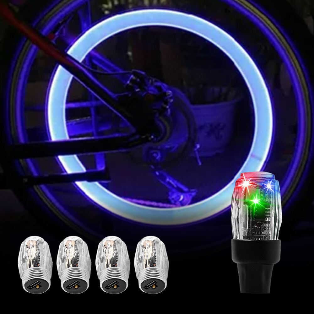 4Pcs Wheel Colorful Tire Light Valve Stem Cap Flashing Car Truck Motorcycle Bike