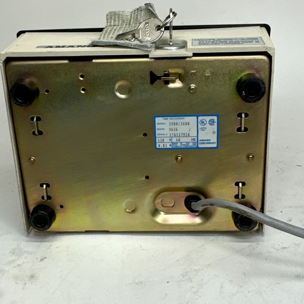 Amano Model 3636 Time Recorder Time Clock with Key working video