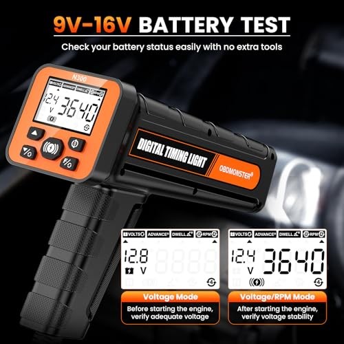 N300 Pro Digital Timing Light with Voltage Test & Dwell Angle, and Advance