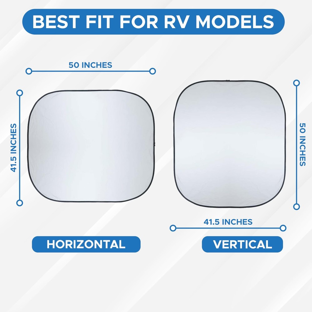 2-Piece RV Windshield Sunshade | Reflective 240T Polyester Front Windshield S...
