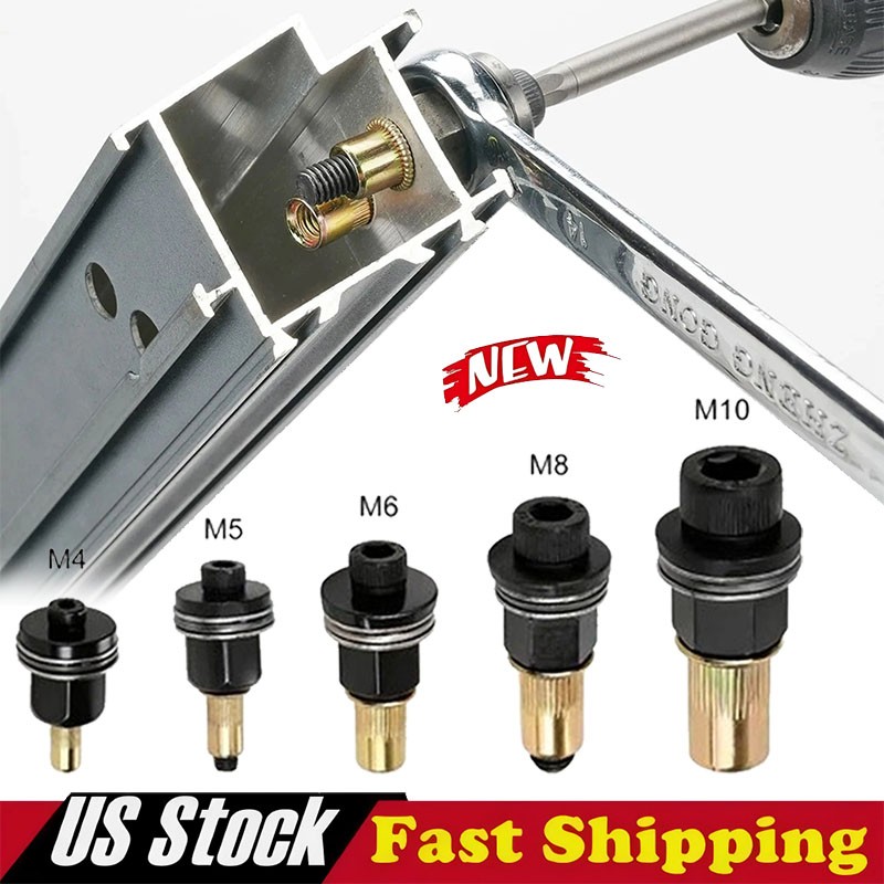 5Pcs Manual Rivet Nut Tool Adapter Carbon Steel Flat Head Threaded Insert Nuts