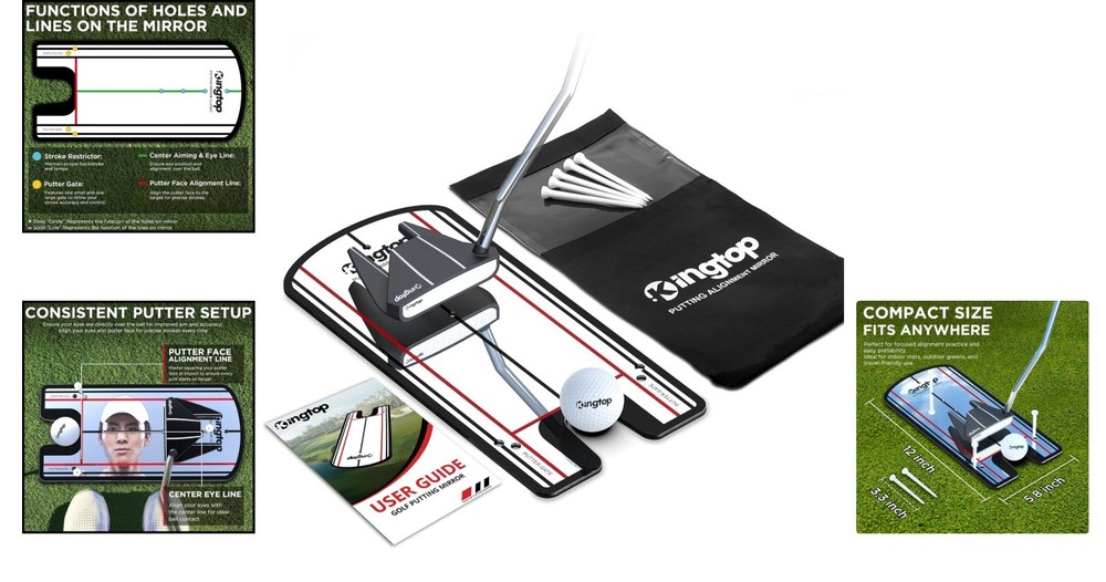 Master Your Putting: Foldable Alignment Mirror for Precision Training Anywhere