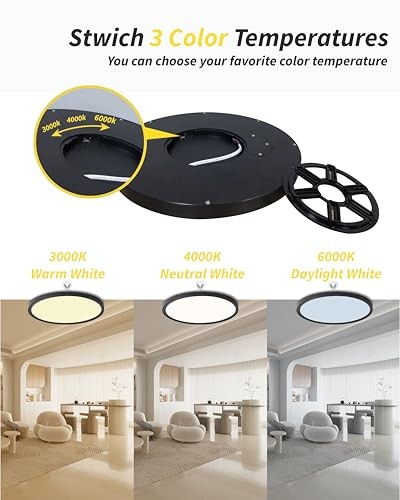 1Pack 20 Inch Large LED Flush Mount Ceiling Light, 20Inch-1Pack Black