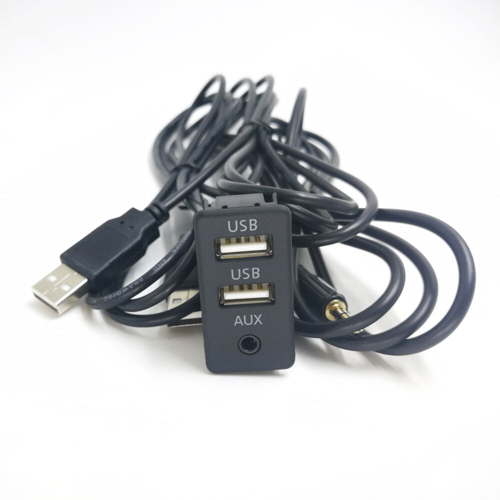 Car Dash Flush Mount AUX USB Port 1.5M Panel Dual USB Extension Cable Adapter