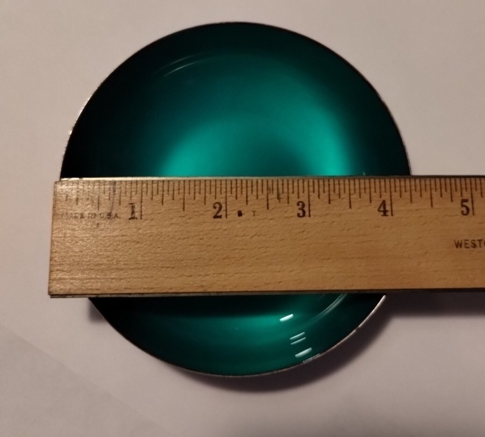 Vtg Reed & Barton TEAL GREEN Silver Plate Enamel Bowl small trinket candy 192