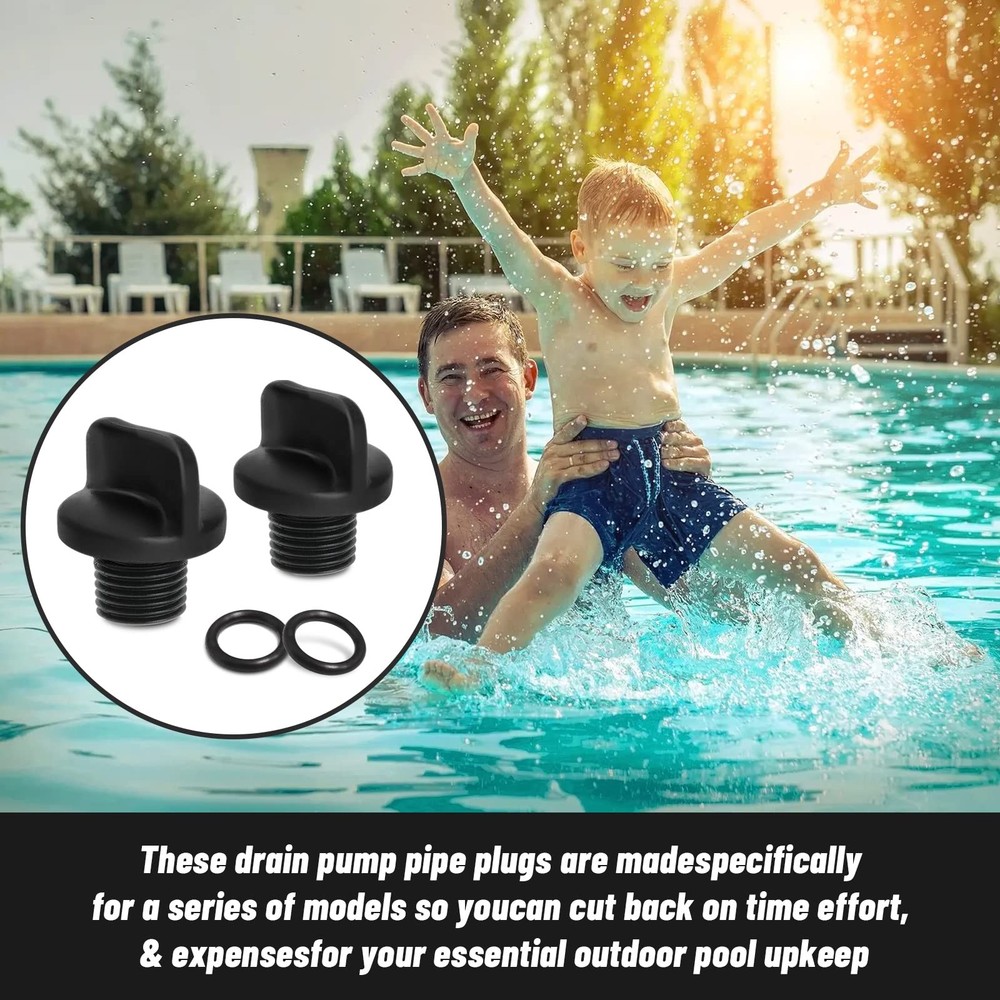 Adabuing R0446000 Pool Pump Drain Plug with O-Ring Replacement for black