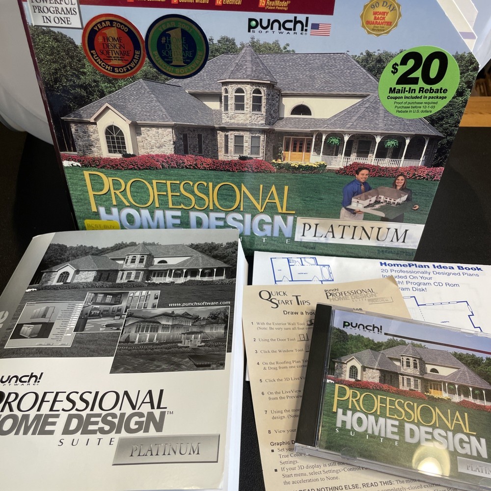 Punch Professional Home Design Suite Platinum Version PC CD-ROM 2001 w box