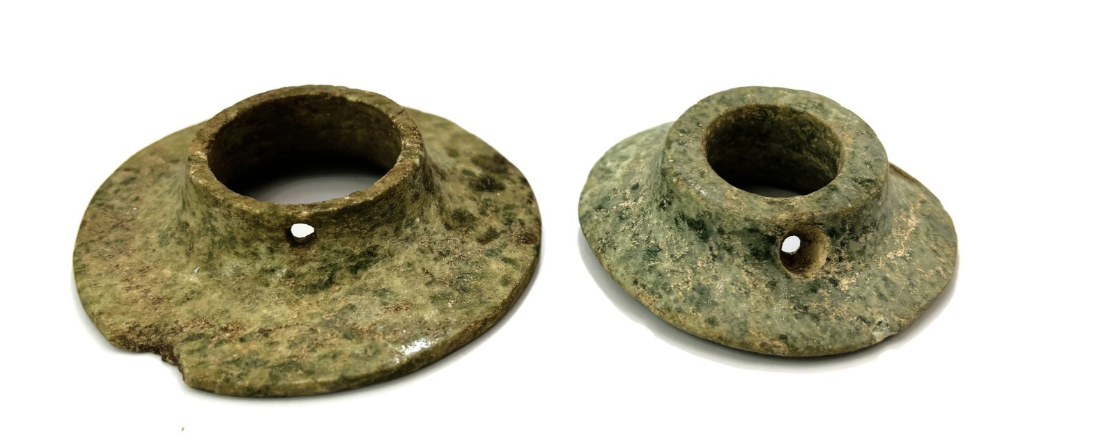 Pair Pre-Columbian Jade Mayan Ear Spools Artifacts