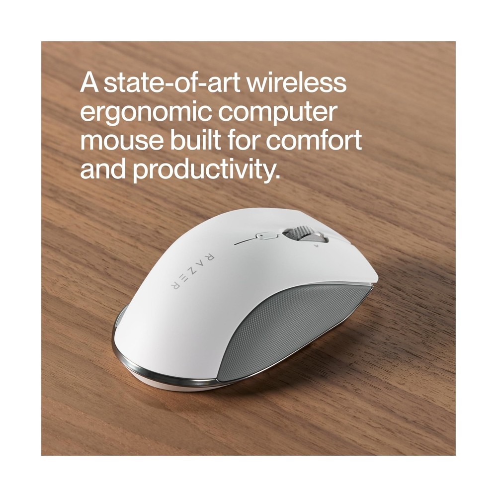 Humanscale Razer ProClick White Ergonomic Mouse, Wireless Bluetooth Compatibi...