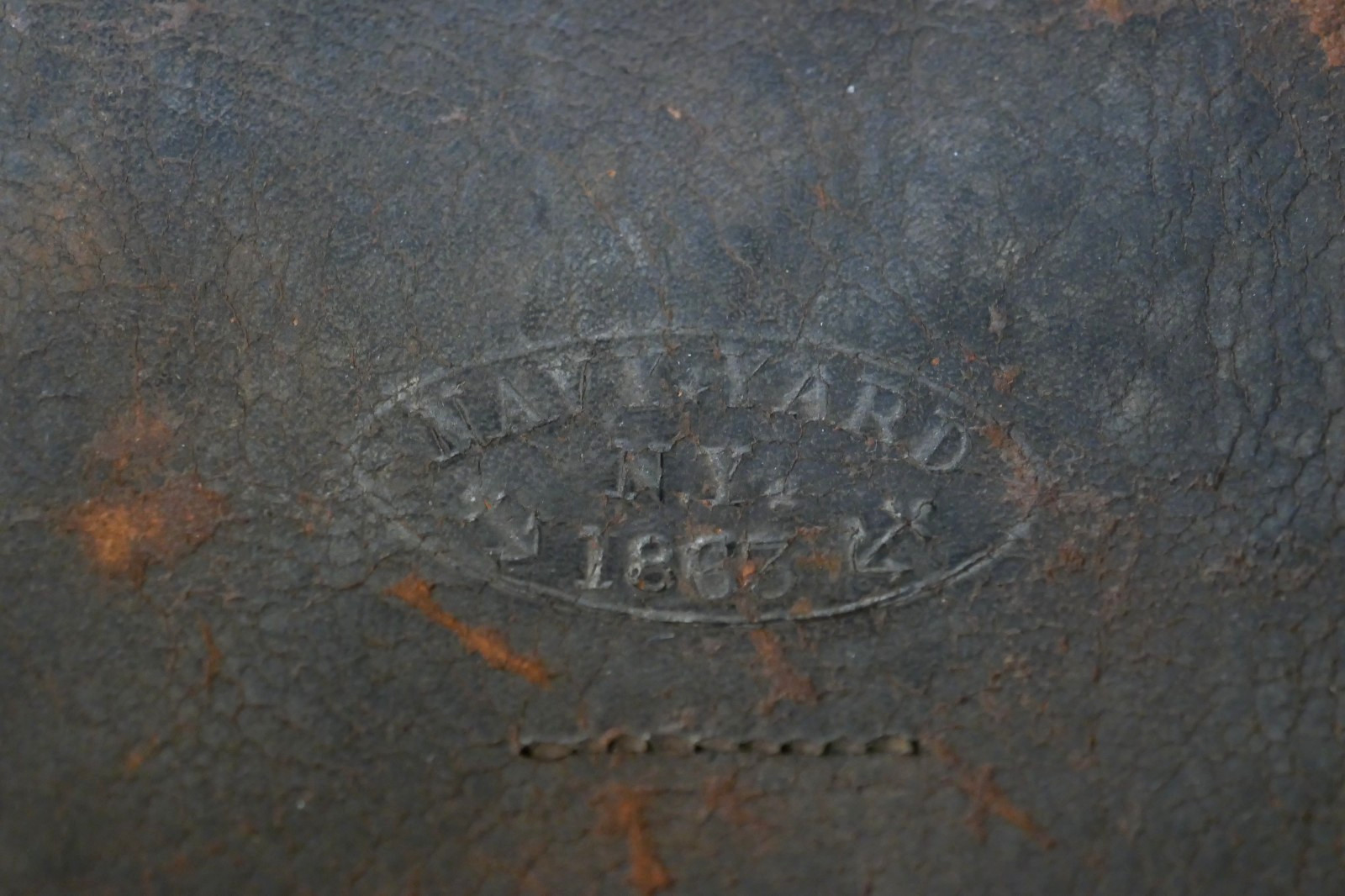 Civil War USN Cannoneer Fuse Box 'Navy Yard NY 1863' Brown Leather Pouch, Rare