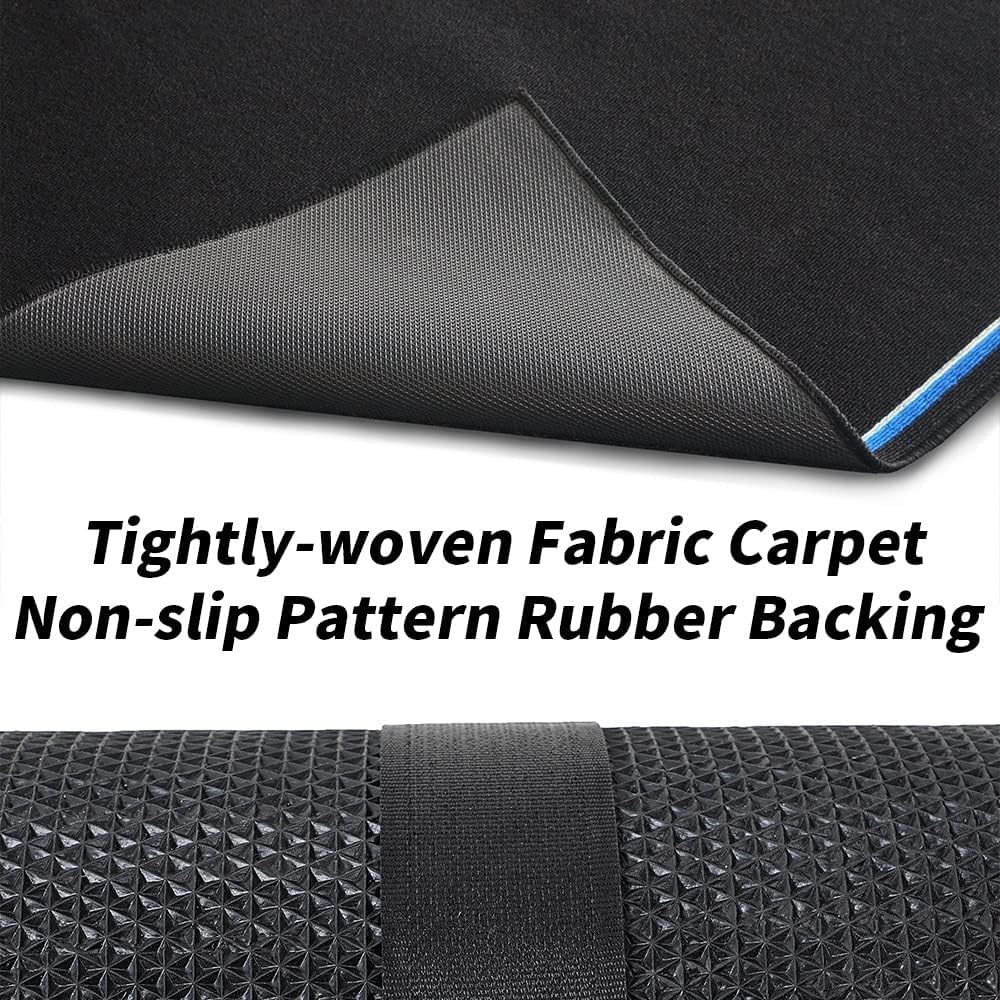 Aucuda Drum Rug 4x4ft Mat Outdoor, 4' x (Rectangular), Blue Borders