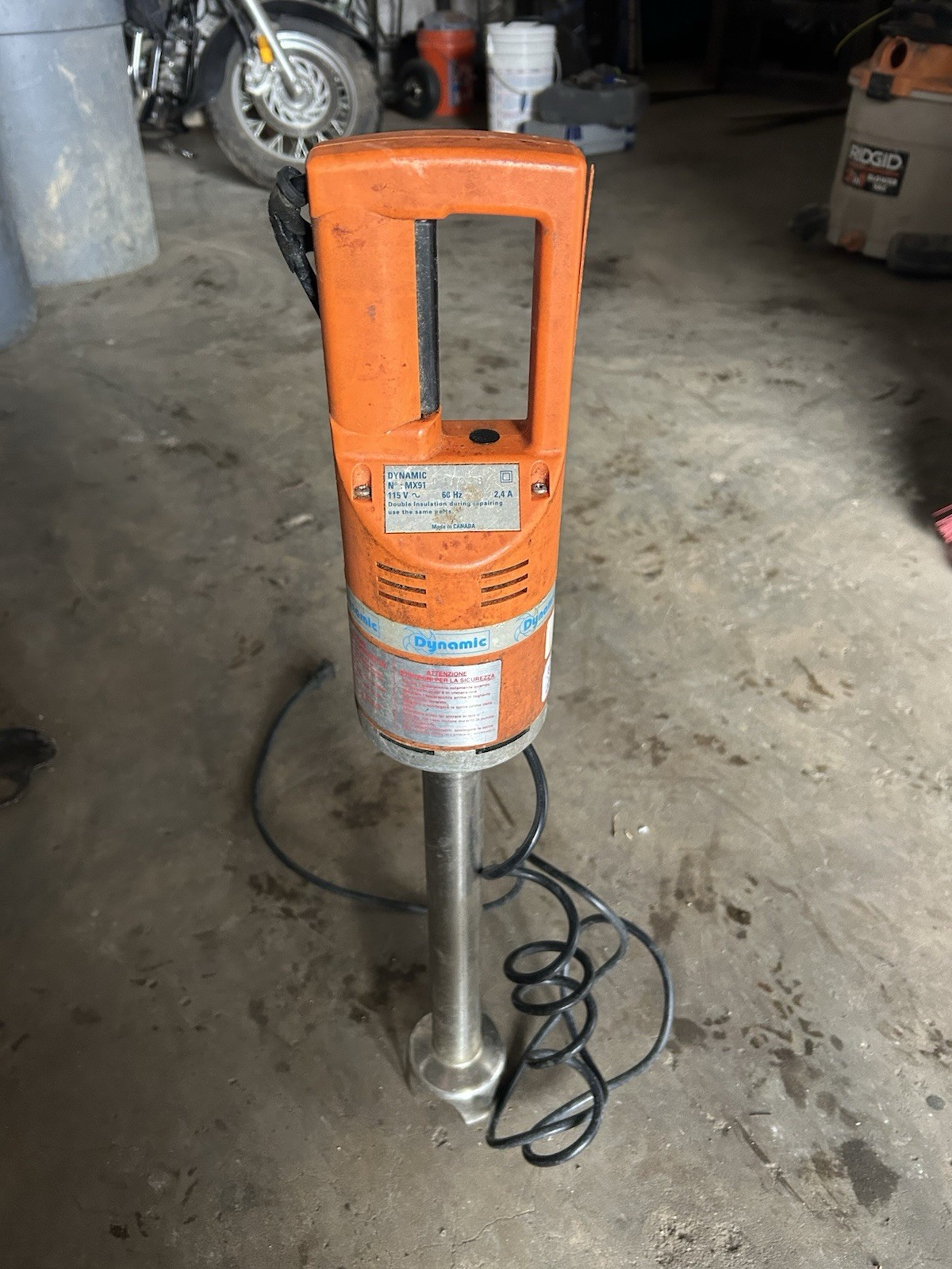 Dynamic MX91 Commercial Immersion Blender Arm Style 115V 2.4A Orange