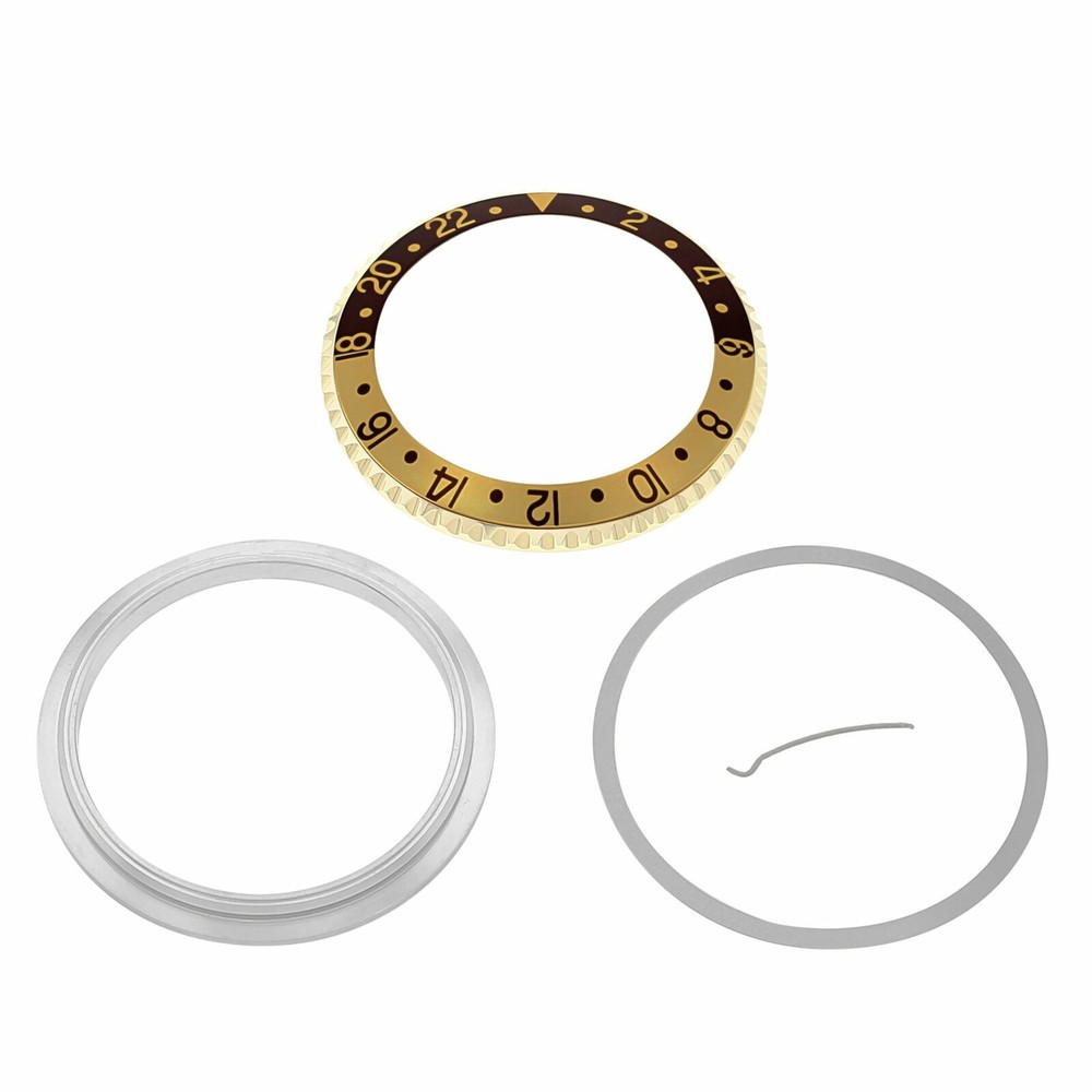 Bezel, Insert, Retaining For Rolex GMT Master 2 18K Gold 16710 Root Beer