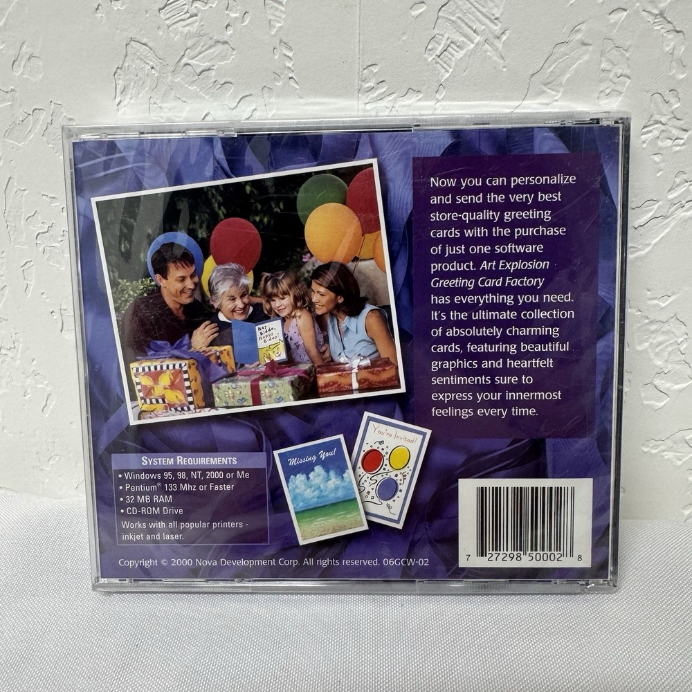 2 CD Art Explosion Greeting Card Factory 2000 PC Computer Nova Develop. Software