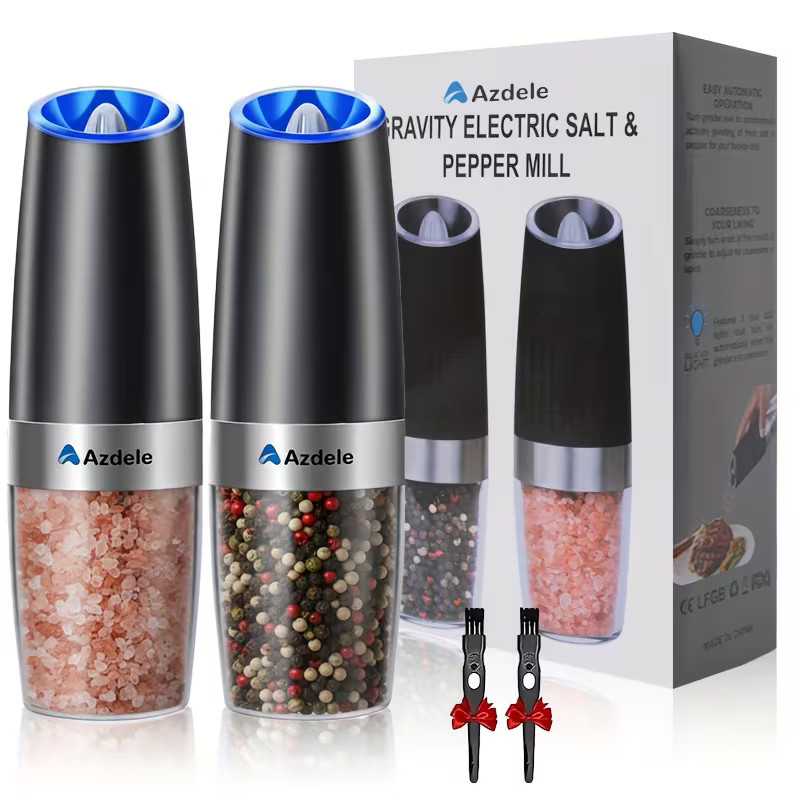 Electric Salt and Pepper Grinder Set, Automatic, Adjustable, Gift, 2 Pack