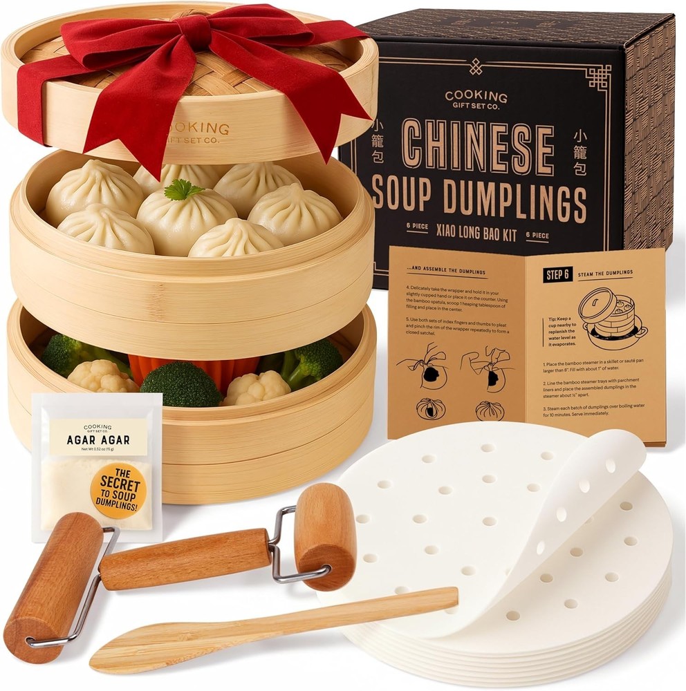 Authentic Soup Dumpling Steamer Set with Step-by-Step Instructions & Accessories