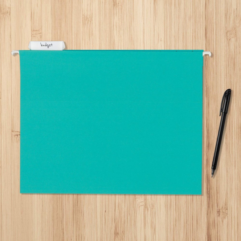 Amazon Basics Hanging File Folders Letter 25-Pack Aqua