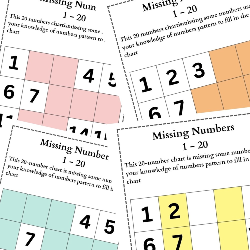 Missing Numbers Worksheets Printable | Math Practice | Digital Download