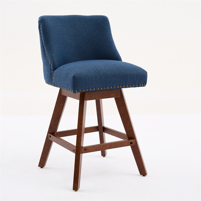 Set 2 Counter Height Swivel Barstools,26'' H Seat Height Upholstered Bar Stools