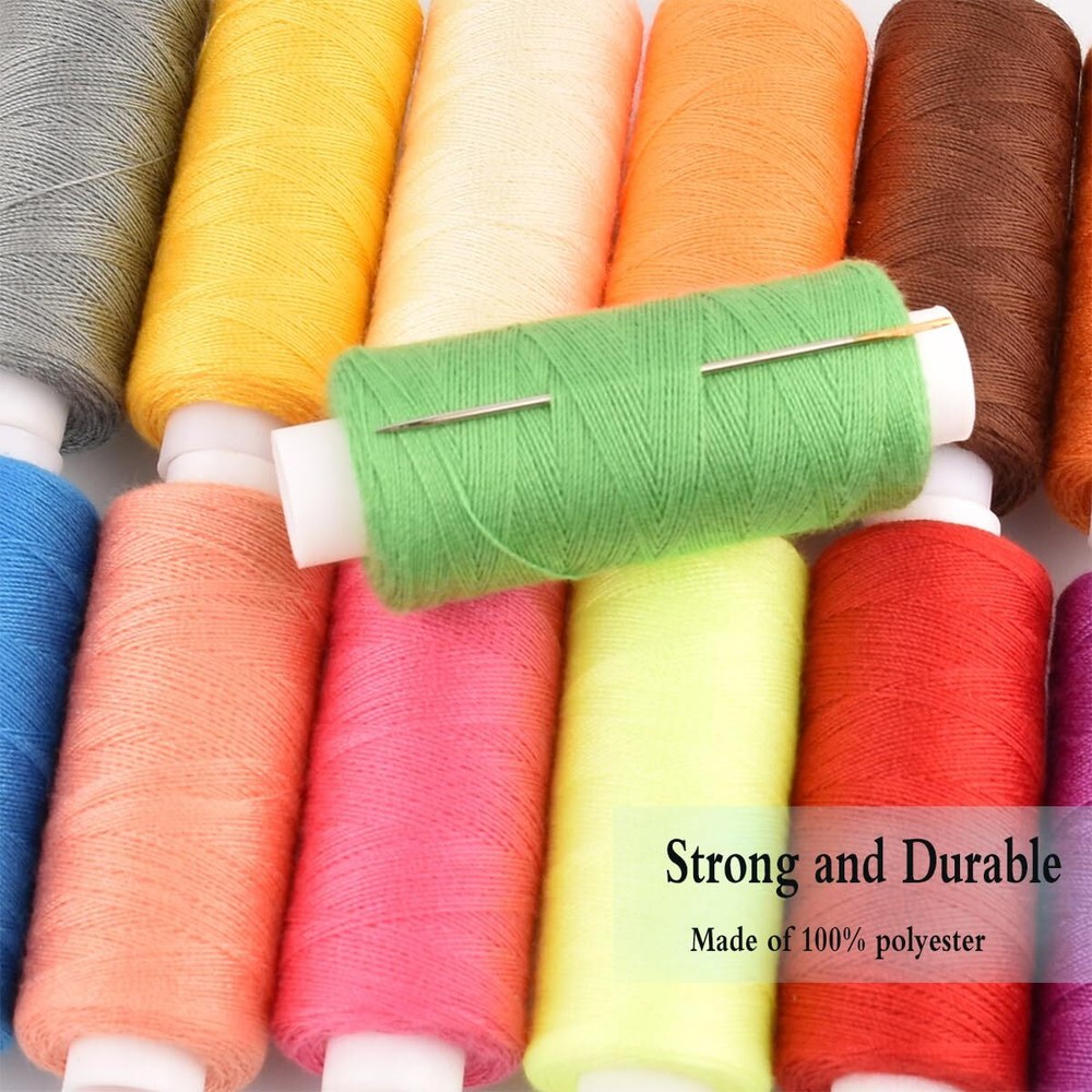 Sewing Thread Kit 30 Colors Polyester 250 Yard Each Spools Sewing Threads Emb...