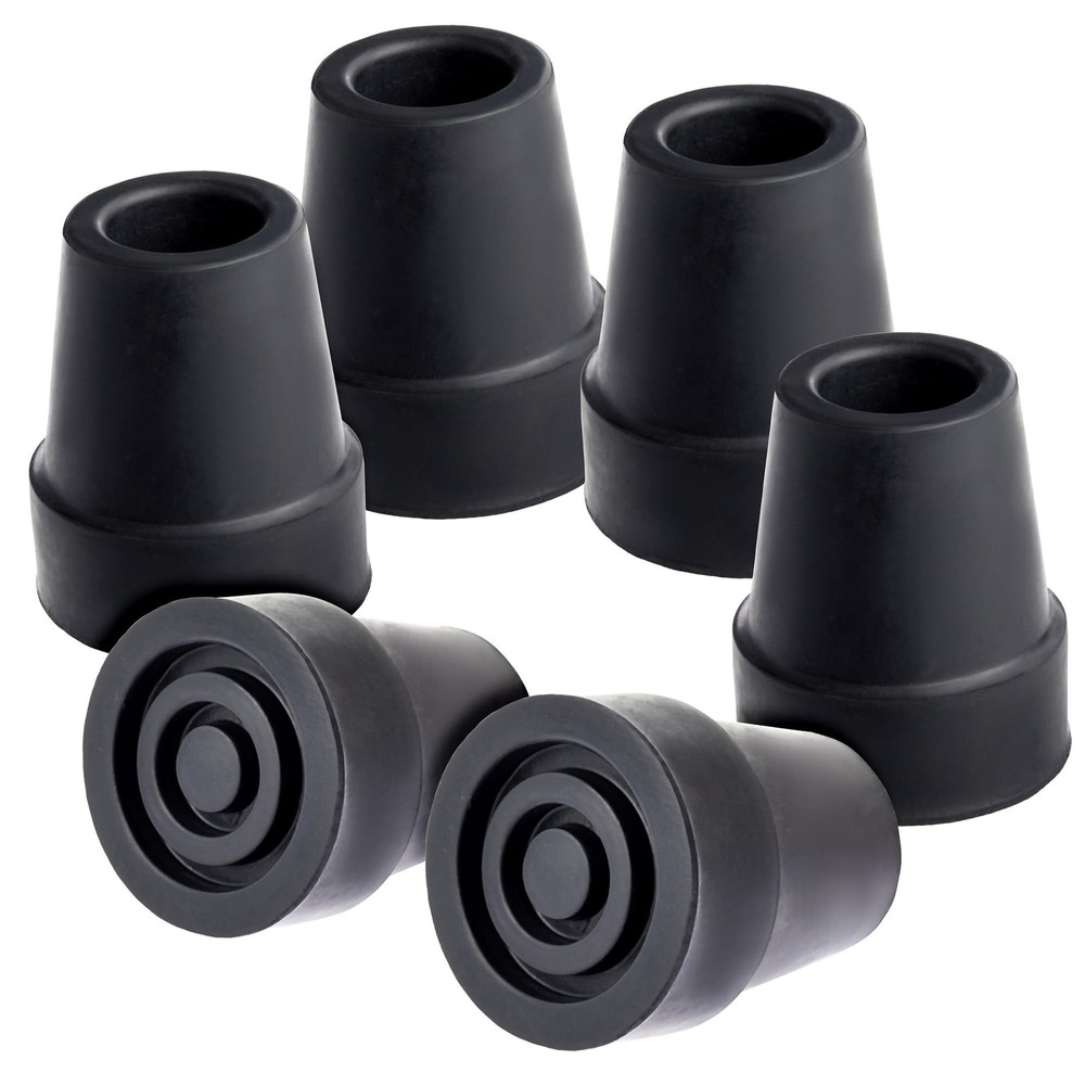 6 Pack Replacement Rubber Cane Tips for Canes Walking Stick (Black 3/4 Inch Tip)