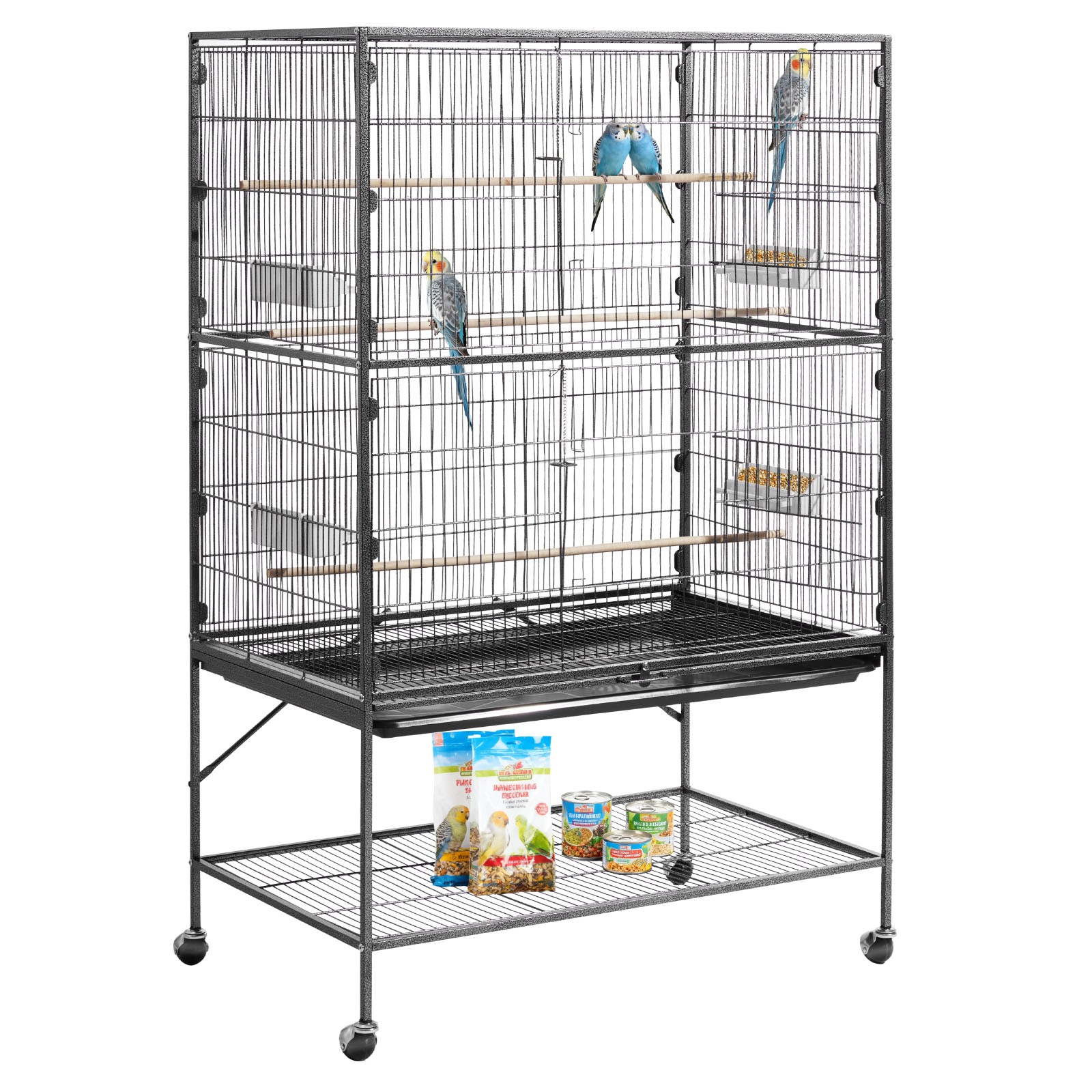 VEVOR Bird Cage Bird Flight Cage 36.6 x 22.8 x 59.5 inch Wrought Iron Perches