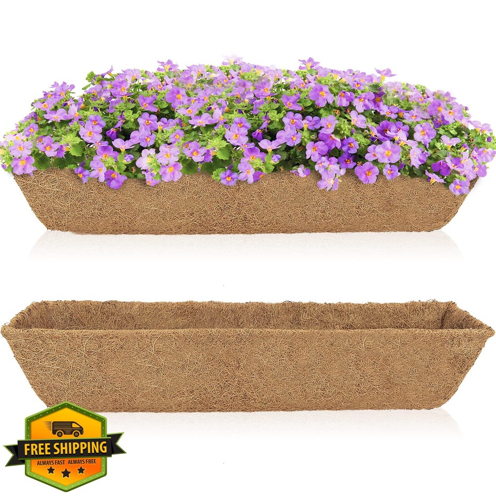 HFHOME 30" Trough Coco Fiber Liner Replacement Deck Window Box Liner