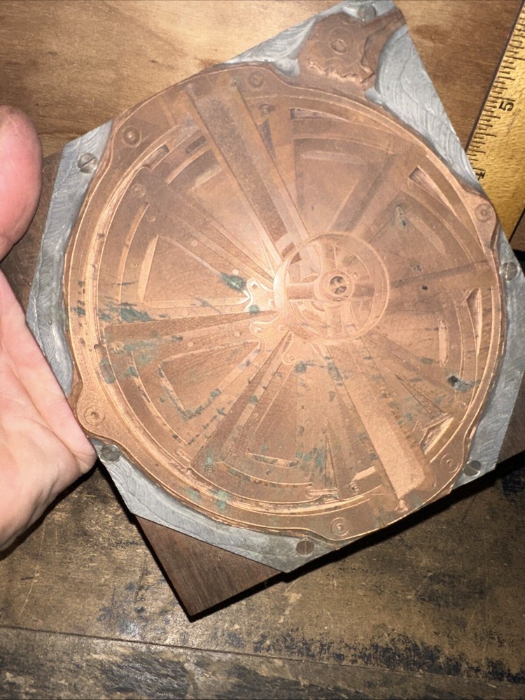 Printing Block ( Old Machine Turbine Wheel )?? Copper Face