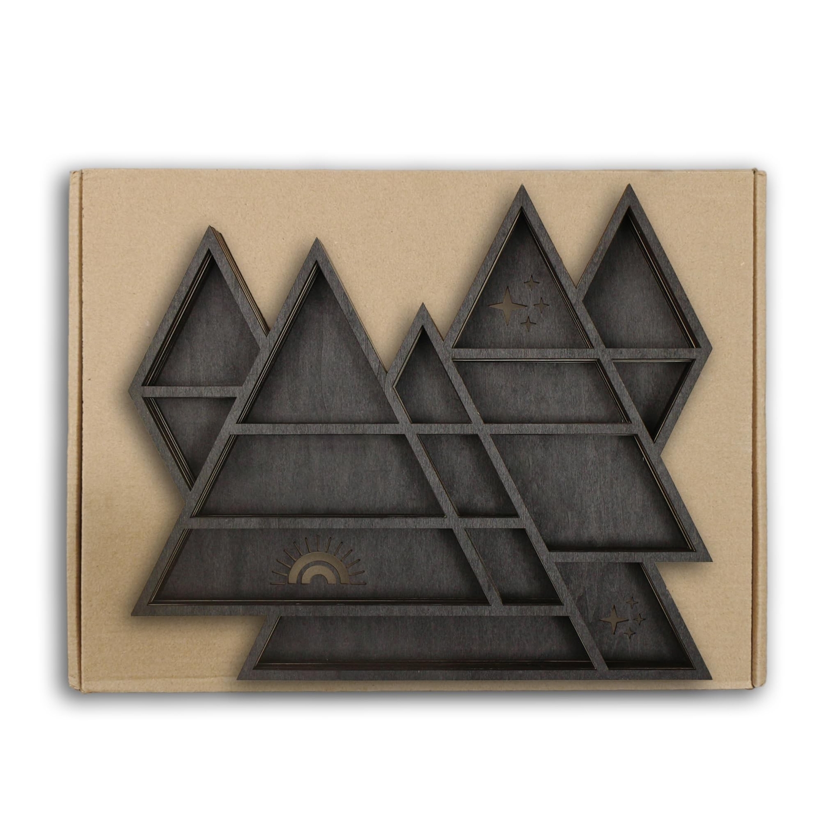 Triangle Mountain Crystal Shelf Display for Wall, Rock Gem Healing Stone Coll...