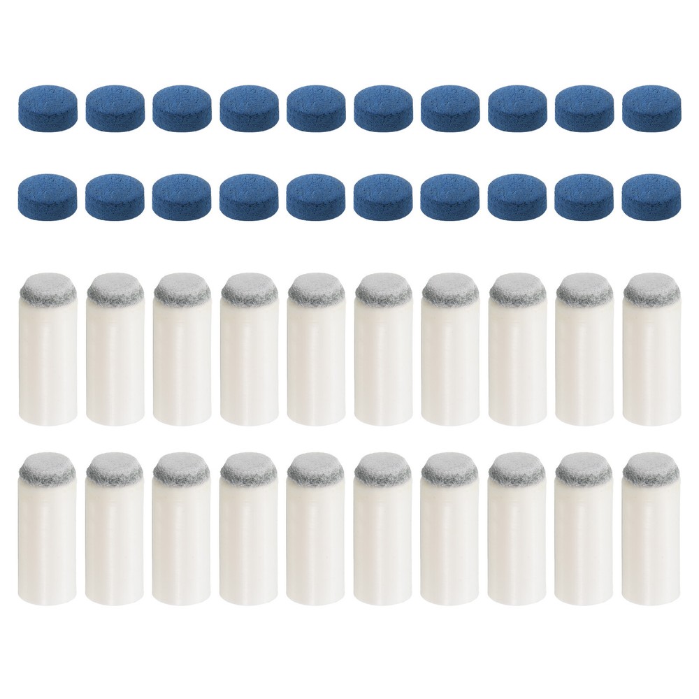11mm Billiard Stick Tips Set, 20 Pair, Blue Grey