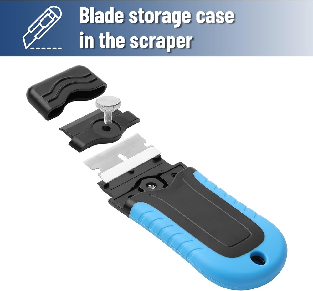 Razor Blade Scraper, Blue, Locking Razor Scraper Set