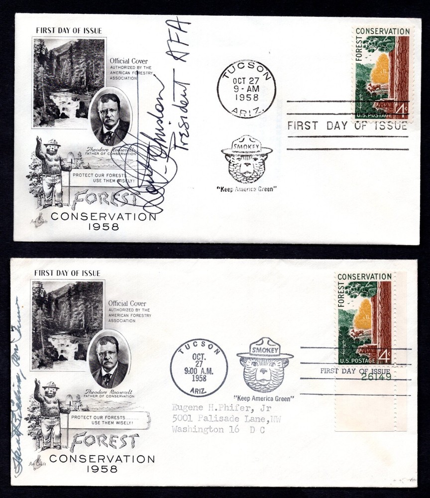 US 1958 FROM THE POSTMASTER GENERAL COLLECTION OF 5 FDCS FOREST CONSERVATION