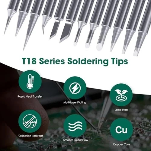 T18 Soldering Iron Tips with Tip Holder for Hakko FX-888D FX Kit 1 With Holder