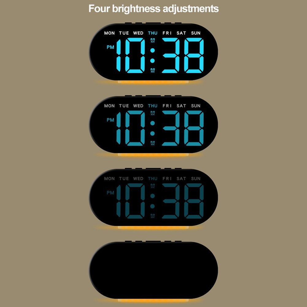 LED Alarm Clock with Temperature Display and Adjustable Ambient Lighting