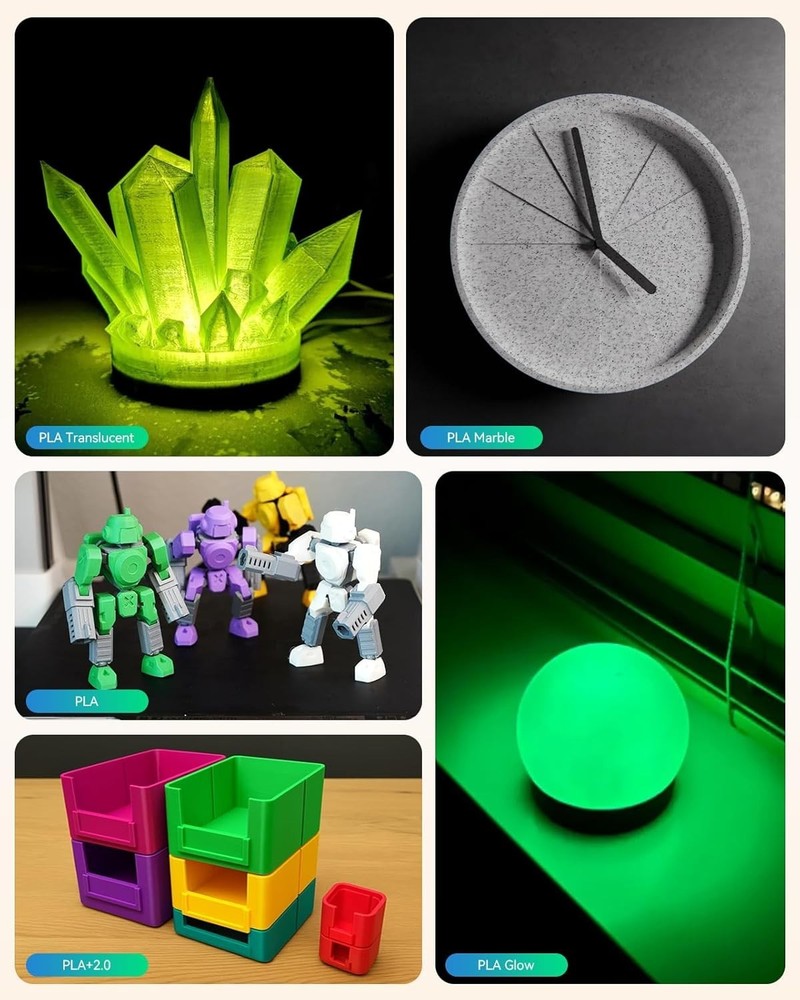 SUNLU Glow PLA Filament 1.75mm Bundle,3D Printer Filament Bundle Multicolor, ...