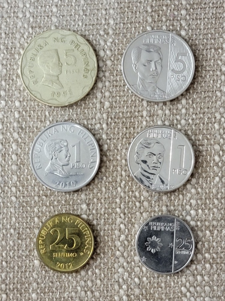 PHILIPPINES- Old & New Generation Coin Set (5 & 1 Piso & 25 Sentimo)-CIRCULATED