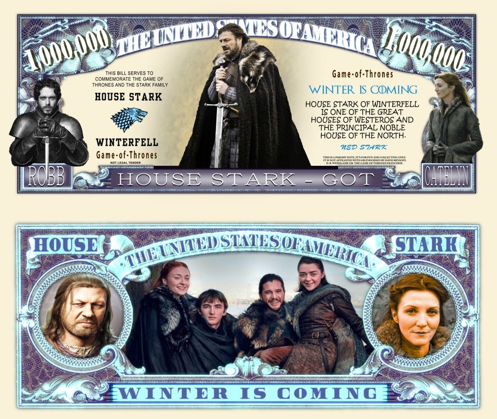 OUR HOUSE STARK GOT DOLLAR BILL (2 Bills)