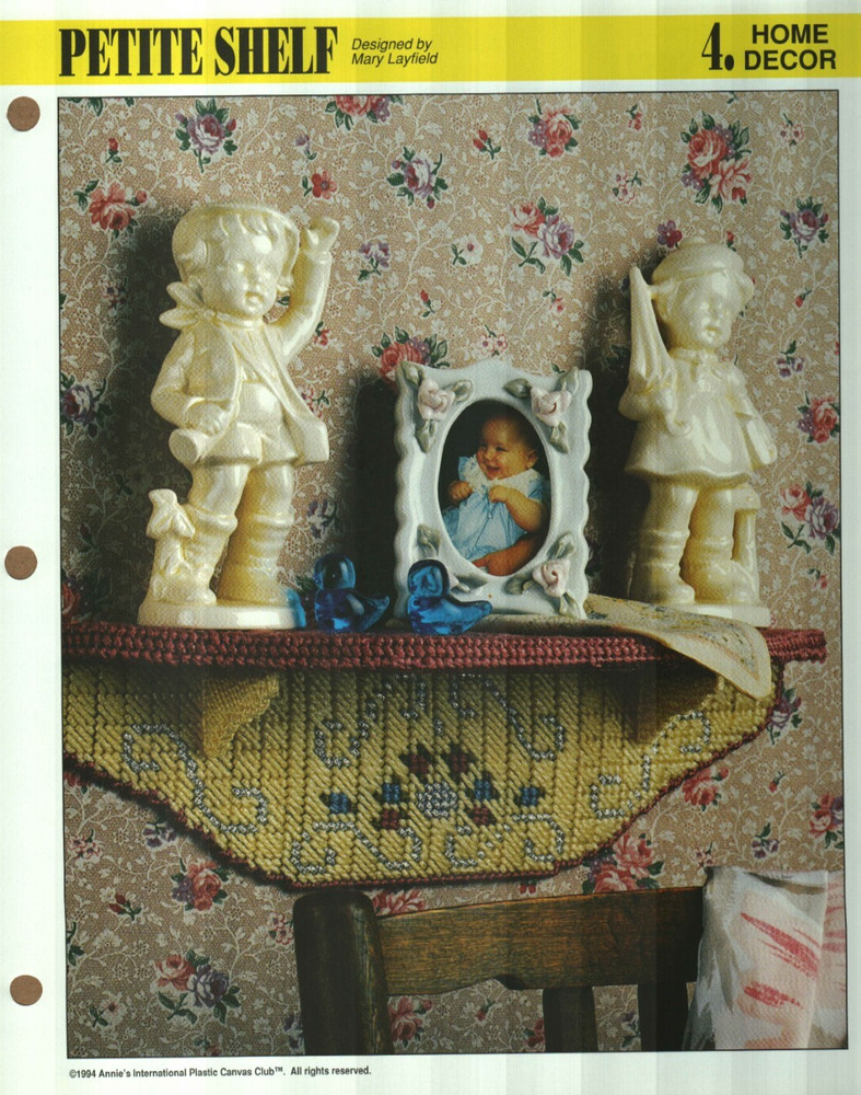 NEW PETITE SHELF HOME DECOR ANNIE'S PLASTIC CANVAS PATTERN INSTRUCTIONS
