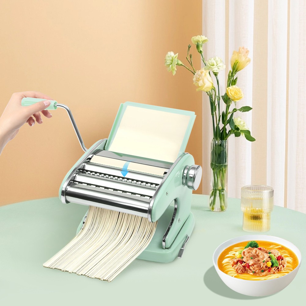 Manual Pasta Maker with 6 Adjustable Thickness Settings for Fresh Noodles