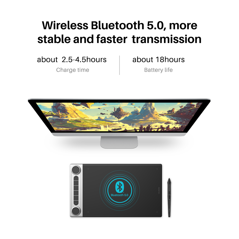 HUION Inspiroy Dial 2 Bluetooth Wireless Graphics Drawing Tablet Refurbished