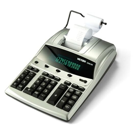 12-Digit Desktop Adding Machine, Large Easy To Read Display, Tape Print Out