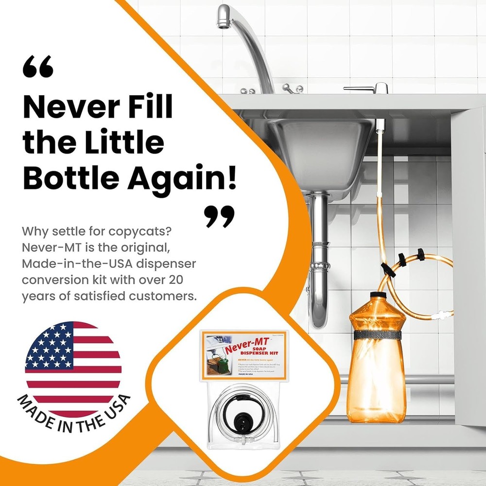Never-MT: The Soap Dispenser Conversion Kit for Always-Filled Soap Access