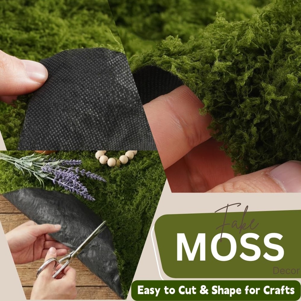 Fake Moss Mat Artificial Moss Roll - 12" x 71"Cloud Soft Feel Moss Table Runn...