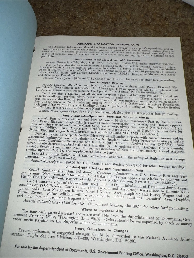AIM Airman’s Information Manual August 1972 Part 1 Basic Flight & ATC Procedures